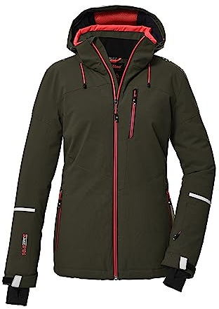 killtec Damen Skijacke/Funktionsjacke mit abzippbarer Kapuze und Schneefang KSW 81 WMN SKI JCKT, oliv, 44, 39746-000