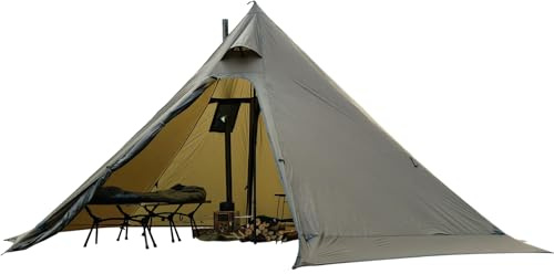 Warmzelt mit Herd Jack Campingzelt Winterzelt 4 Jahreszeiten Zelt 3-4 Personen 2,2kg Rucksackreisen für Camping Familie Wandern Jagd Angeln Wasserabweisend Windabweisend Leicht
