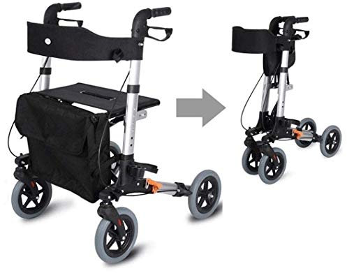 Déambulateur, déambulateur tout-terrain pliable avec suspensions, chariot de marcheur pour personnes âgées, chariot pas à pas, marche assistée, marcheur en fauteuil roulant pliant à quatre roues