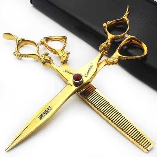 SHARONDS 6/7 Zoll Professionelle Haarschere Personalisierte Saphir Friseurschere Salon Edelstahlschere Set 40-45% Ausdünnungsrate (7-Zoll-2Stück-A) | Friseurschere， Salon Edelstahlschere Set， 40-45% Ausdünnungsrate