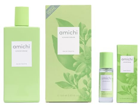 AMICHI - Azahar Dream Promoción 150 ml + 12 ml, Colonia Mujer, Pack 2 Productos, Perfume Formato Spray, Eau de Toilette Femenina, Agua Fresca, Fragancia Cítrica