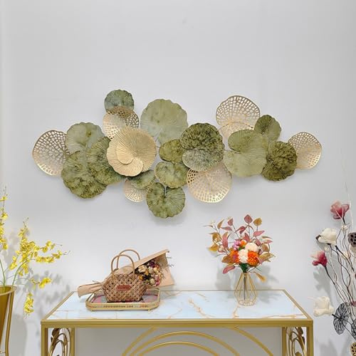 Vnook Wanddeko Metall Grün 3D Wandskulpturen Kunst Ornament als | Perfekte Deko Wohnzimmer 166 x 75 cm