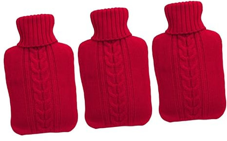 minkissy 3 Pièces étui pour bouillotte housse bouillotte bouchon de chaud avec couvercle Noël bouillote housse de femme couverture tricotée Automne et hiver