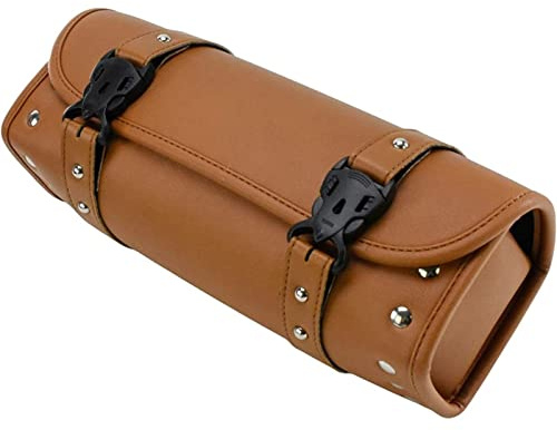 Gepäckträger-Modifikationsteile Motorrad Werkzeugtasche Vorderradgabel Tonnenförmige Lenkertasche Motorrad Satteltasche Gepäcktasche Braun Für Harley