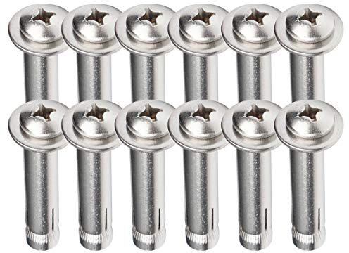 Ankerschrauben, Expansionsschraubenbolzen, 12 Stück Expansionsschraubenbolzen M6 x 40/50/60/70/80/100 mm – 304 Edelstahl-Flachkopf-Kreuzexpansionsschraubenhülsen-Ankerbolzen(Color:M6*80/12 Pieces)
