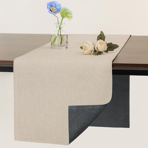 Banchif Tischläufer abwaschbar Doppelseitig Grau Beige Tischläufer | Tischläufer Modern Leinenimitat Outdoor Tischläufer Anti-Rutsch doppelseitige verwendbare pflegeleichte Tischdeko 30 × 240 cm