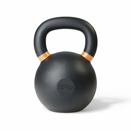 Trym Kettlebell - Gewicht 4 kg bis 32 kg, Farbige Gewichtsmarkierung, Pulverbeschichtet, Matt, aus Gusseisen, Schwarz - Profi Schwunghantel, Kugelhantel, Kugelgewicht, Fitness, Krafttraining