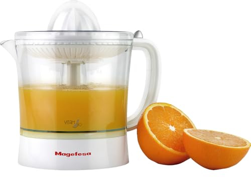 Magefesa Vitam 10 - Exprimidor Eléctrico 40W, Capacidad 1L, Cono Bidireccional, Filtro Regulador, Cubierta Antipolvo, Doble Juego de Conos