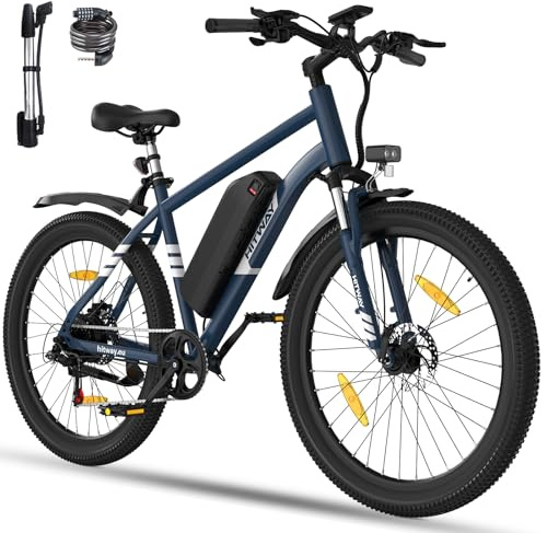 HITWAY Bici Elettrica uomo,27,5/26 Fat Tire 7 Velocità Bicicletta Elettrica da 36V13Ah/48V15,6Ah Batteria al Litio Rimovibile 60-100km, Pendolarismo in città & MTB Bici Elettriche