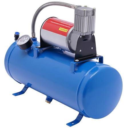 Luft Kompressor,Lufttrompete Kompressor,mit 6 L Tank Air Horn Set DC 12 V.Kann Autoreifen,Automobilmotoren,Fahrräder,Bälle,Spielzeug,Boote,Pneumatische Schraubenschlüssel,Luftfederungen usw.
