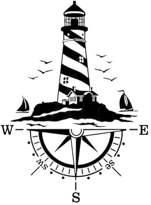Camping Rv Caravan Lighthouse Comb of the Winds Compass Car Offroad Decal Sticker Vinyl Vehicle Kids Room Extra Large - 56x76cm