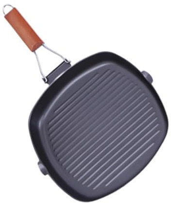 Cabilock Sartén Antiadherente para Carne de Color Oscuro Plegable para Panqueques Sartén de Hierro Rayas para Uso Doméstico para Bistec