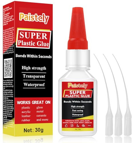 Plastic Glue, Waterproof and Heat-Resistant Strong Glue for Plastic, Superglue for Bonding Glass, Vinyl, Acrylic, PVC, Metal, etc. (30g)