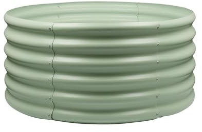 Harbour Housewares Raised Garden Bed - Green - 90 x 45cm - Round - Bottomless Metal Raised Bed Galvanised Steel Planter Box for Growing Outdoor Plants, Vegetables, Flowers and Herbs