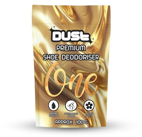 DUST ONE Shoe Deodorizing Powder (100g) – Premium Odor Eliminator with Antifungal & Antibacterial Support – Long-Lasting Freshness – 1 Million-Inspired Scent – Resealable Pouch