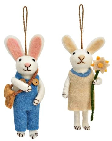 Anhänger Osterhasen Hasenpaar aus Filz Oster-Deko Oster-Hänger Hasenfrau & Hasenmann Frühlings-Deko für Osterstrauch