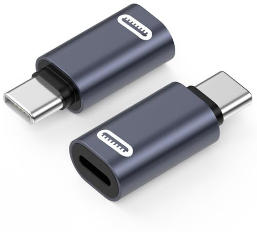 MoKo Lightning Buchse auf USB C Stecker Adapter 2Stück, Nicht für Audio/OTG, USB-C auf Lightning Adapter für iPhone 15/16 Pro/16 Pro Max/Plus, Galaxy S24,iPad, Schnelles Aufladen/Datenübertragung,Grau