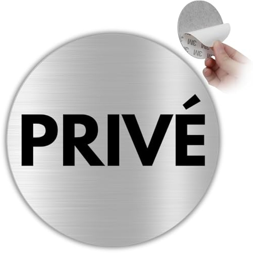 LEIASA | Panel adhesivo privado - Diámetro Ø 100 mm - Espesor 0,8 mm - Aluminio - Panel de zona privada - Señal de habitación privada - Área limitada autoadhesiva de 3M - Señal privada