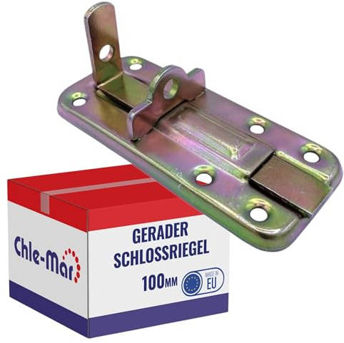 Chle-Mar Universeller 100 mm Türriegel Innen & Außen, Abschließbar | Verzinkt Schubriegel für Türen & Tore, Gerade & Gebogene Variante, Bolzenriegel Wetterfest, Robust Riegelschloss