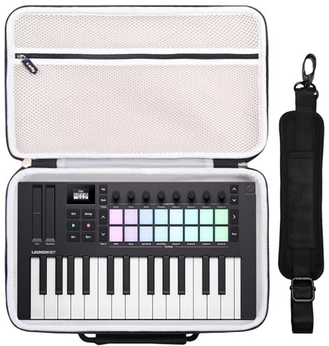 Case for Novation Launchkey Mini 25 MK4 / MK3 / FLkey MIDI Keyboard Controller, Travel Carrying Case Suitable for Novation Launchkey 25 Keys Mini (Black)