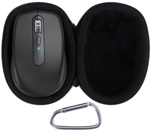 Peyyargo Protective Case for Logitech MX Anywhere 2S/3S/3/2 Mouse (Black) | Hard EVA Shell with a Carabiner, Shock & Scratch Resistant, Storage Case, Compact Mouse Accessories, For Travel