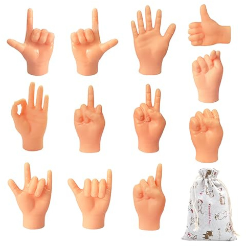 THXFUNAREA 12Stks Lustige Kleine Hände Finger Requisiten, Interaktives Winzige Hände Fingerpuppen, Mini Gummihände Als Scherzspielzeug, Miniatur Linke und Rechte Tiny Hands für Katzen Haustiere