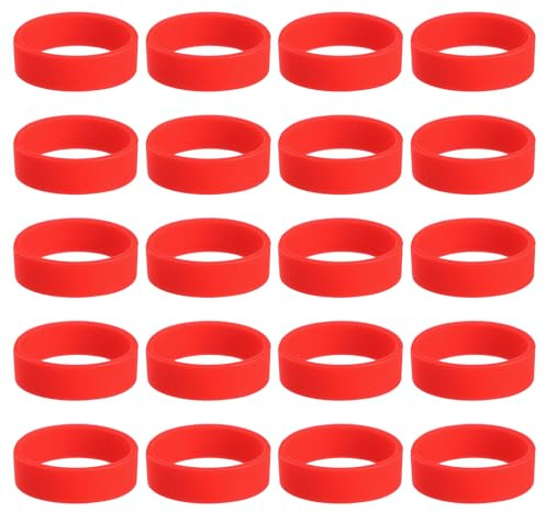 sourcing map 30Pcs Silicone Rubber Bands Non-Slip 1.22 Inch Flat Elastic Rubber Wrapping Bands for Books, Traps, Art, Cord Wraps, Red