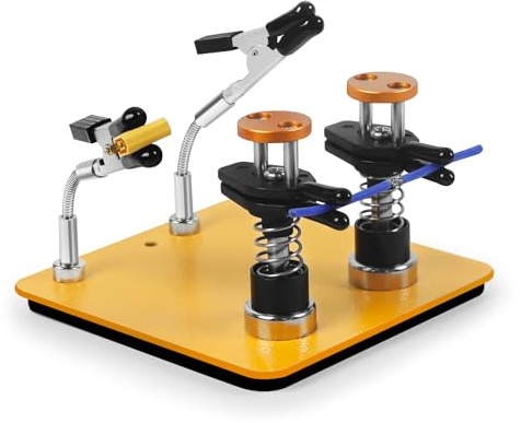 Toolour Third Hand ClampRex O3 for Makers – Compact Soldering Aid Holder with Dual Parallel Clamps, Adjustable Magnetic Base for Circuit Boards, Fine Wires and Components, No Rebound without Bite
