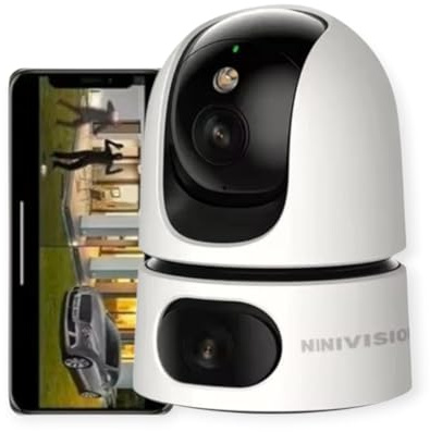 Telecamera WiFi 8MP 4K Dual Obiettivo interno, Rilevamento Umano e Animale, Visione Notturna Colore Intelligente, Telecamere di Sorveglianza PTZ, Baby Monitor (Scheda SD fino a 128G)