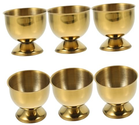 SMASOLO Hueveras De Acero Inoxidable 6 Unidades, Porta Huevos Cocidos Metálico En Color Dorado, Resistentes para Cocina Doméstica y Desayuno, Accesorio Práctico Hogar