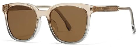 VFDHN Lunettes de soleil rectangulaires vintage pour femmes, surdimensionnées, verres UV400 tendance (C5 Champagne Tea)