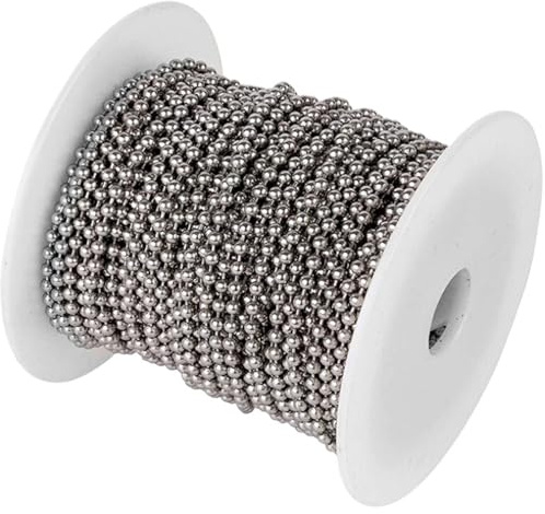 AMENGJ Catena a Palline 10 m/Rotolo di Catene for collane con Perline a Sfera in Acciaio Inossidabile da 1,5/2,0/3,0 mm for Realizzare Portachiavi Fai Te(2.4mm Ball)