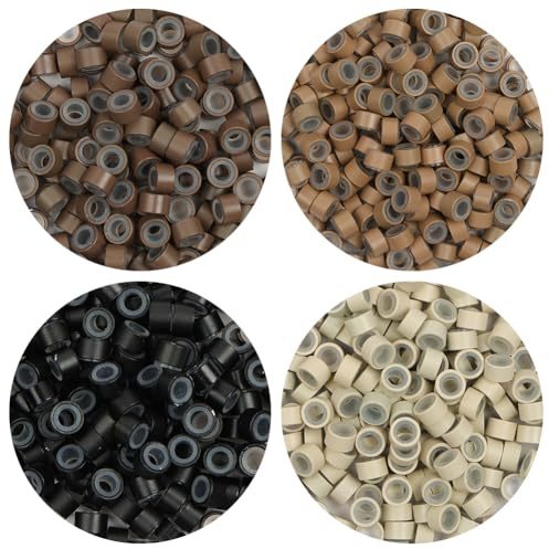 AYBUY 200 Pièces d'anneaux Micro Liens Perles en Silicone 2.5 x 3.0 x 5.0mm