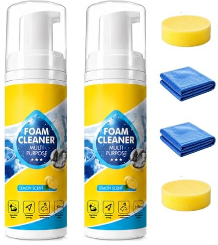 4-i-1 Multi-Enzym Skumrengöring Sköljfritt Djupgående Fläckborttagningsmedel för Bilinteriör Köksfett och Badrumskakel 100ml Skumrengörare Allroundspray(2pcs)
