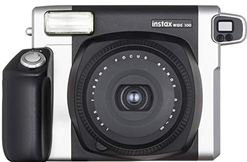 Fujifilm Instax Wide 300 - Cámara analógica instantánea de formato ancho (lente retráctil, visor óptico, pantalla LCD), color negro y plata