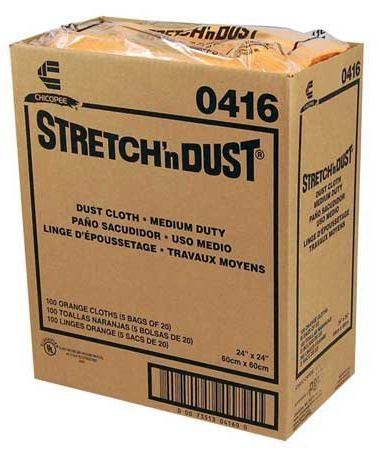 Chicopee Wipe, Industrial Cloth Yellowith Orange Stretch N Dust Towel 23.5X24-100 per case.