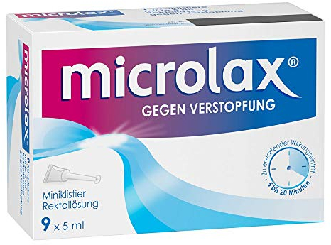 Microlax - Schnelles und sehr gut verträgliches Abführmittel bei Verstopfung – für Kinder und Erwachsene - 9 x 5ml