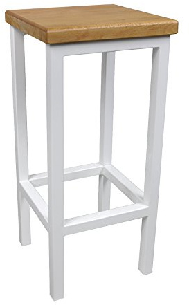 Magnetic Mobel Barhocker Stahl Holz Stuhl massiv Barstuhl Weiß modernes Design Metall Hocker Loft (Erle, 78 cm)