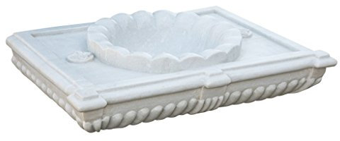Biscottini Waschbecken aus weißem Marmor, 80 x 56 x 18 cm, Waschbecken für Außen- und Innenbereich, Steinwaschbecken, Aufsatzwaschbecken, Küchenspüle