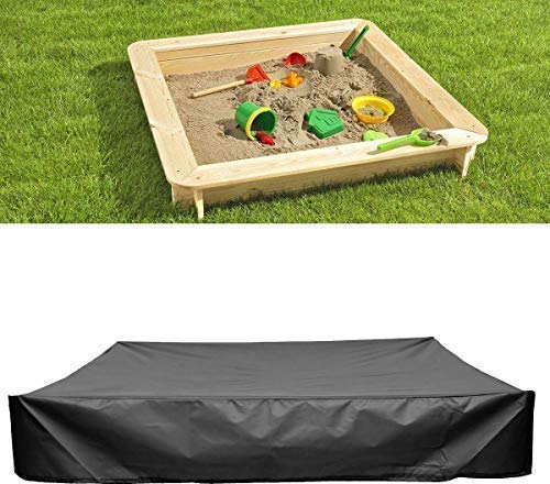Schwarz Staubdichte wasserdichte Sandkasten-Abdeckung mit Kordelzug für Sandkasten Pools Gartensaunas Whirlpools 180x180x20cm