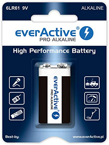 everActive 9V Batterien 1 Stück, Pro Alkaline, Block 6LR61 6F22, höchster Leistung, 5 Jahre Haltbarkeit, 1 Blisterkarte