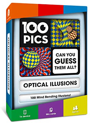 100 PICS Optical Illusions Travel Game - Try 100 Illusions | Flash Cards with Slide Reveal Case | Card Game, Gift, Stocking Filler | Ages 6+