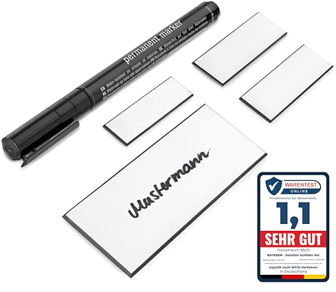 Premium Schilder Set zum Beschriften aufkleben Namensschild, Haustür Schild, Klingelschild, Briefkastenschild, Türschild, selbstklebend - + Geschenkebox & keine Werbung Aufkleber Etiketten