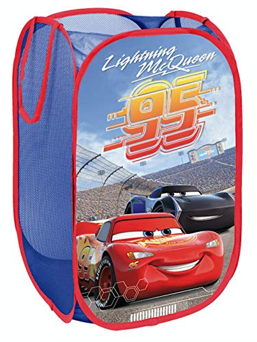 Superdiver - Faltbarer Lightning McQueen-Korb - Offizielle Lizenz von Cars Disney Pixar - Ideal zur Aufbewahrung von Spielzeug und Kleidung - 36x36x58 cm - Leicht und kompakt - Perfekt für Kinder.