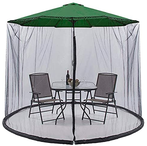 RDJSHOP Neu Sonnenschirm Moskitonetz Abdeckung, 300x230cm Insektenschutz Mückennetz für Den Gartenschirm mit Gewichtetem, Verwandeln Sie Ihren Sonnenschirm in Einen Pavillon!,Black