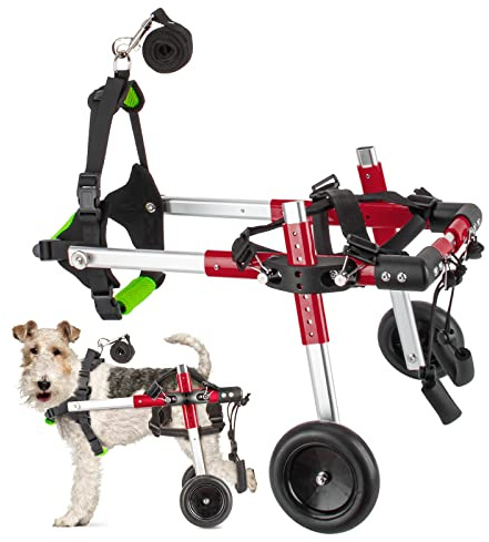 Anmas Box Fauteuil roulant pour chien, harnais de mobilité pour chien, fauteuil roulant réglable à deux roues pour la rééducation des pattes arrière, fauteuil roulant pour petit chien adapté pour les