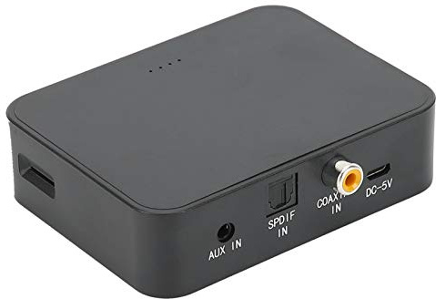 Transmisor Bluetooth, Adaptador de Audio Coaxial AUX Bluetooth 5.0 de Fibra óptica Multifunción, Receptor de Audio Inalámbrico ABS, con Antena de Señal, para Audio, Consola de Videojuegos Doméstica