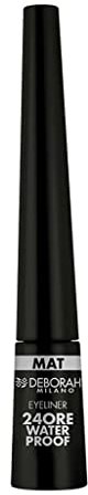 Deborah Milano - Eyeliner 24 Ore Waterproof a Lunga Tenuta e No Transfer, Dona un Finish Mat e Ultra-Precisione agli Occhi, Nero, 2.9 gr