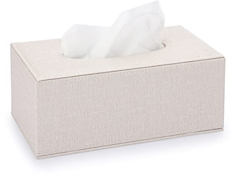 BTSKY Linen Household Office Rectangular Tissue Paper Holder - Tissue Box Cover Case Napkin Holder, Home Decoration Accessory (Beige)