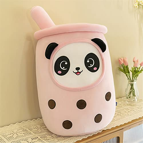 SWECOMZE Panda Bubble Tea Stofftier Plüschtier, Plüschkissen Tier Teetasse Kissen süße Weiche Kuscheltier Plüsch Spielzeug (rosa,50cm)